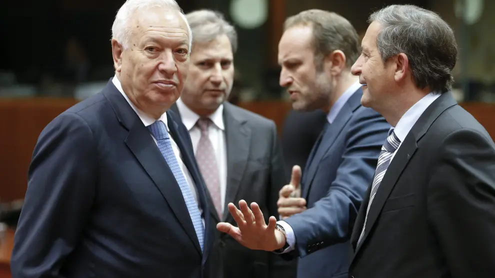 José Manuel García-Margallo conversa con el ministro danés de Exteriores Martin Lidegaard