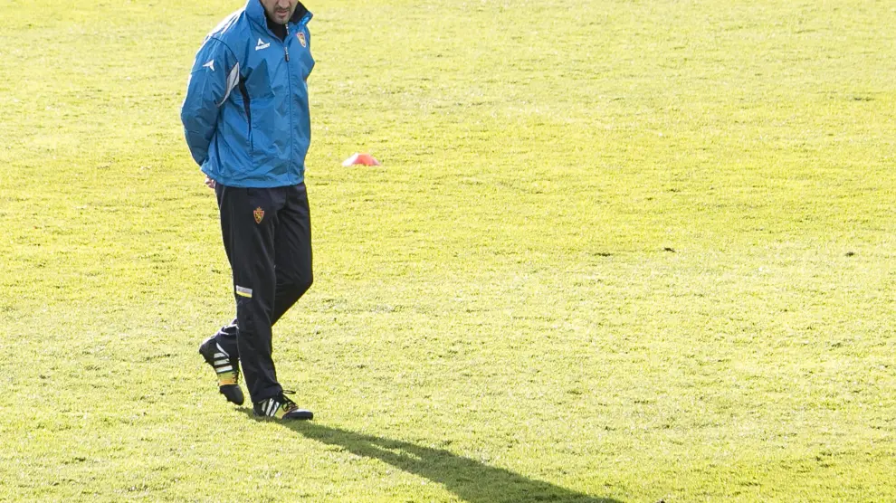 Popovic, durante un entrenamiento del Real Zaragoza