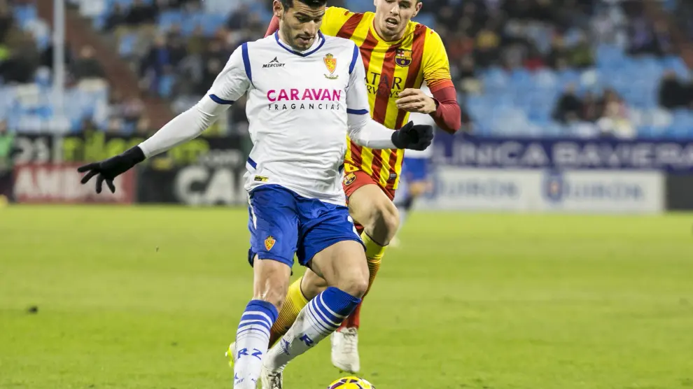 Javi Álamo, durante el partido contra el Barça B
