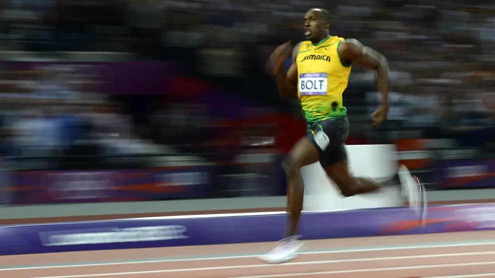 El jamaicano Bolt, durante una carrera