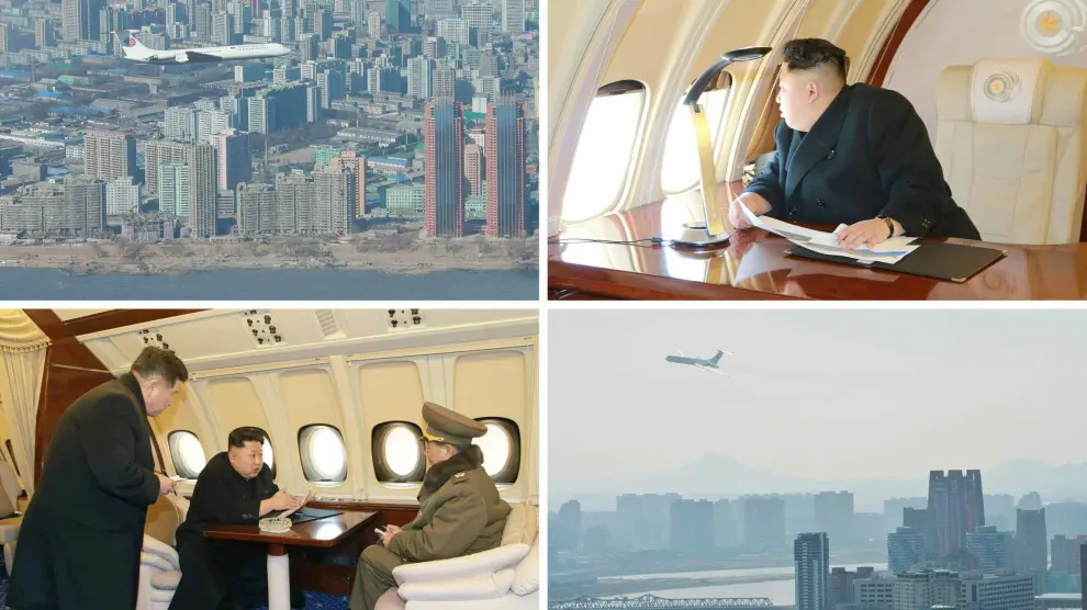 Kim Jong-Un en su nuevo avión privado