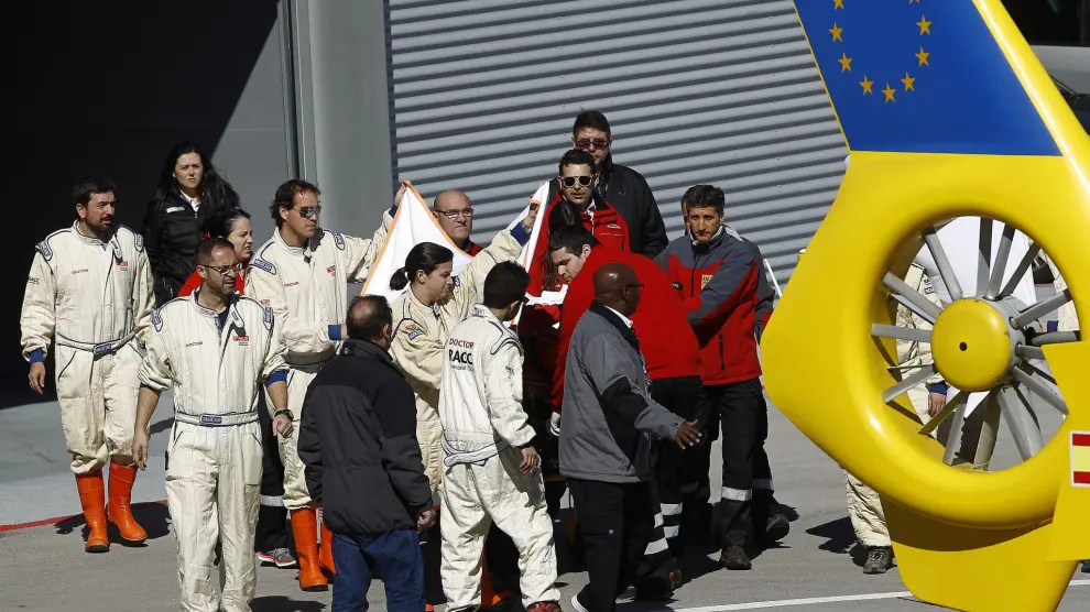 Alonso fue llevado al hospital en helicóptero