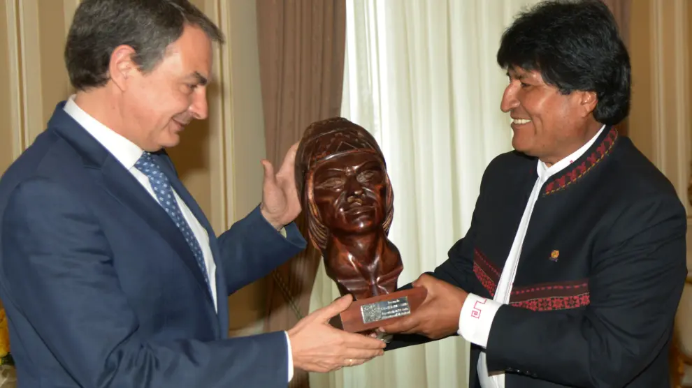 Encuentro de Zapatero y Evo Morales en Bolivia