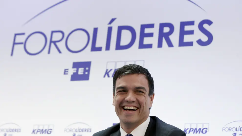 El líder del PSOE,  Pedro Sánchez, durante el Foro Líderes