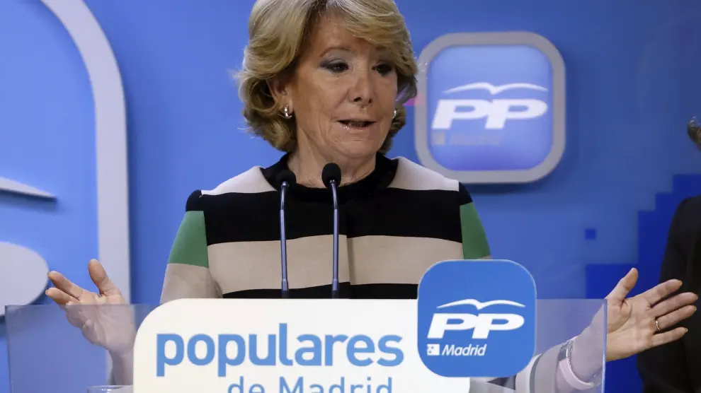 Esperanza Aguirre durante un mitin de Partido Popular.