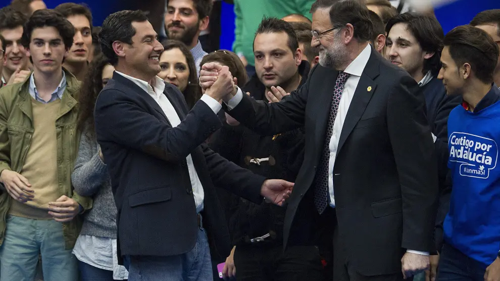 Juanma Moreno y Mariano Rajoy este viernes en Sevilla
