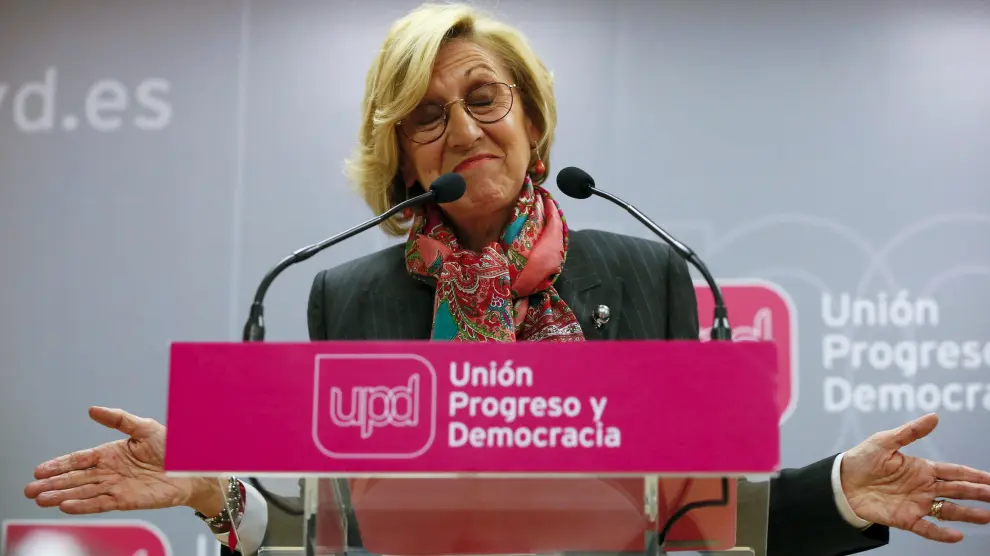 Rosa Díez en la rueda de prensa tras conocerse el resultado de las elecciones en Andalucía