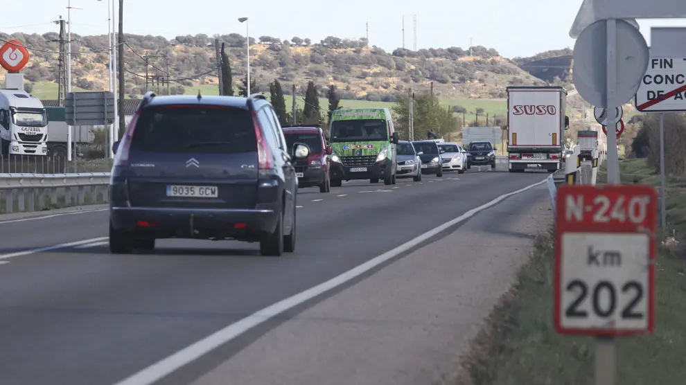 Tramo de carretera entre Siétamo y Huesca