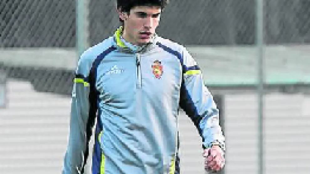 Vallejo, en un entrenamiento del Real Zaragoza.