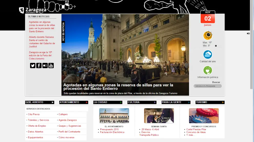Página web del Ayuntamiento de Zaragoza