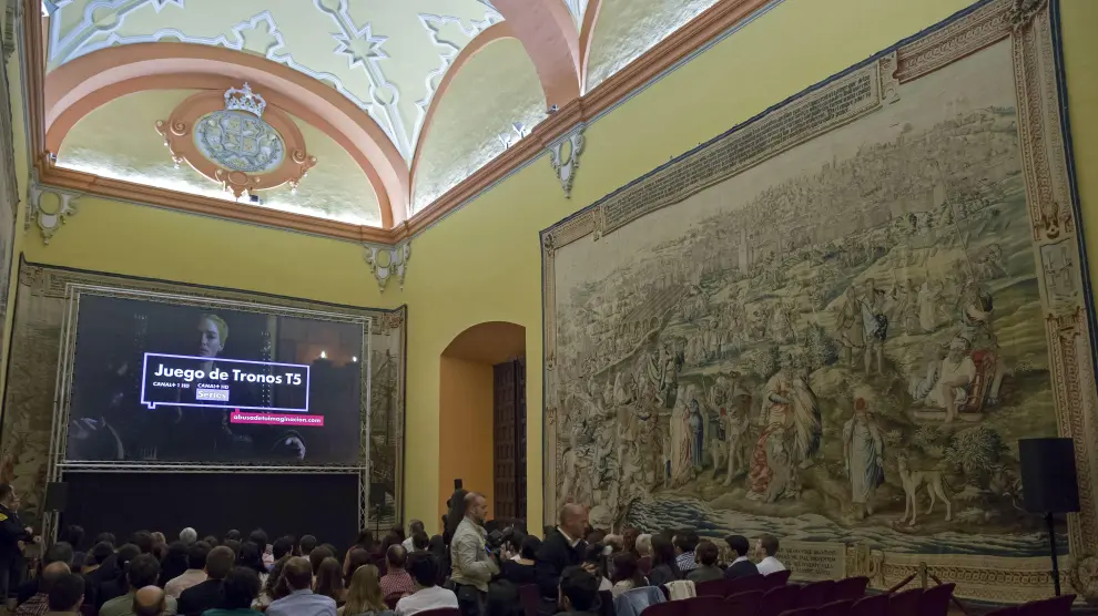 Salón de los tapices del Real Alcázar de Sevilla, durante el preestreno de la quinta temporada de 'Juego de Tronos'
