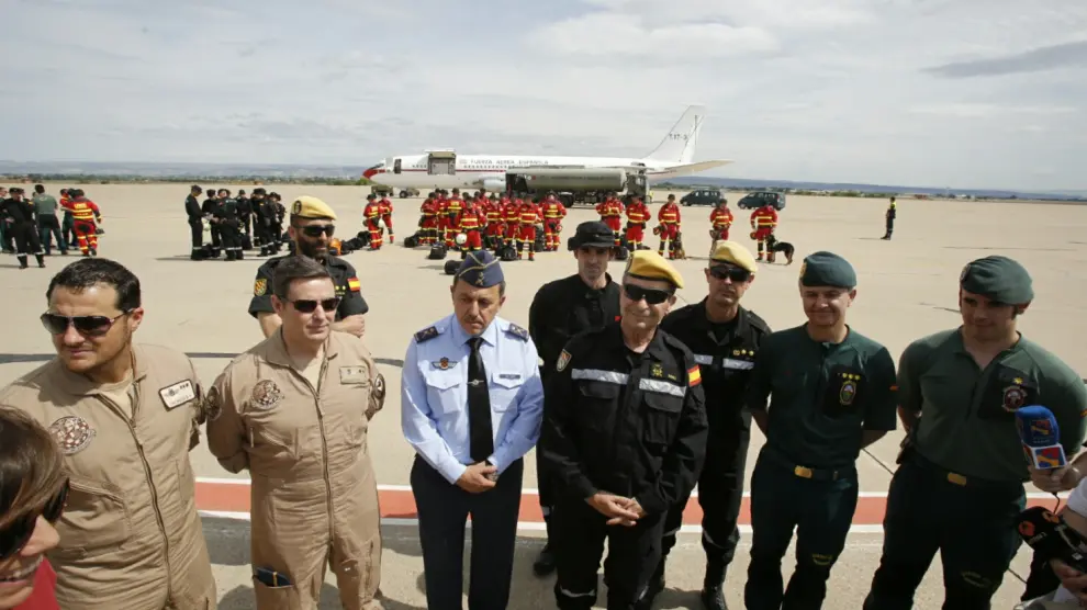 La misión de rescate, preparada para salir de la Base Aérea de Zaragoza