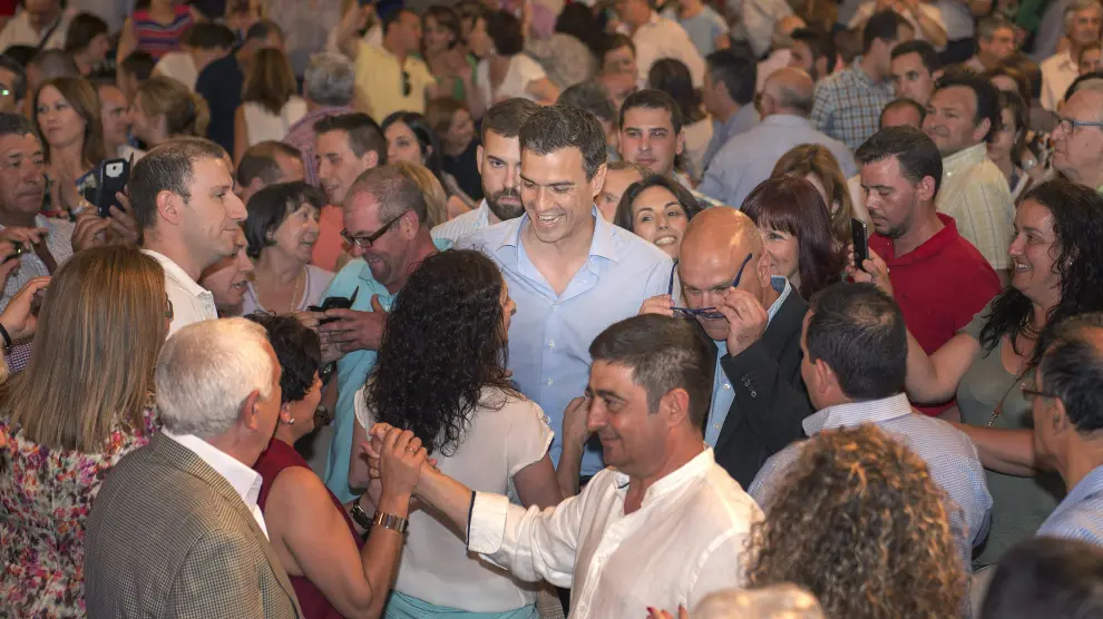 Pedro Sánchez durante un acto electoral celebrado en Jaén, en apoyo a los candidatos de las elecciones del 24 de mayo.