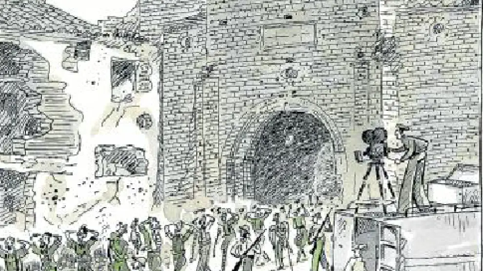 Una de las ilustraciones de 'Atrapado en Belchite', de Sento.