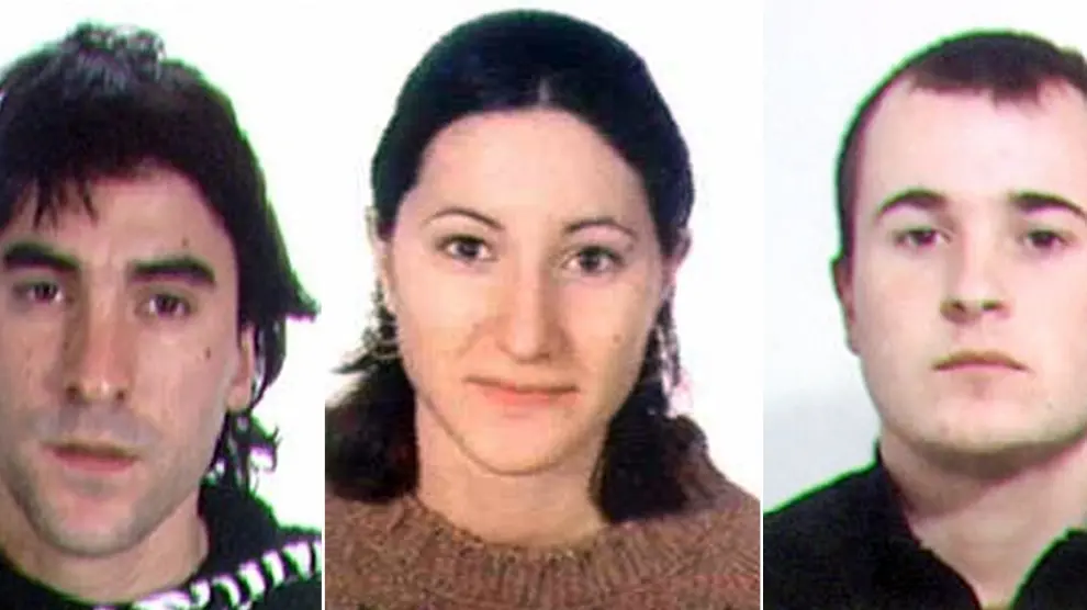 Itziar Plaza, Iurgi Garitagoitia y Asier Borrero, los tres miembros sospechosos de ETA que están siendo juzgados en Francia.