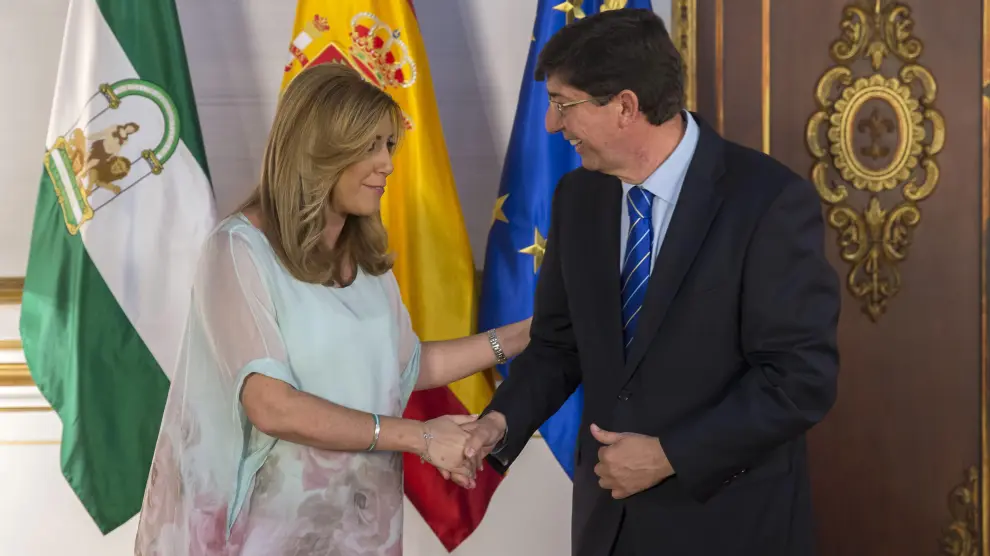 Susana Díaz con el líder de Ciudadanos en Andalucía, Juan Marín