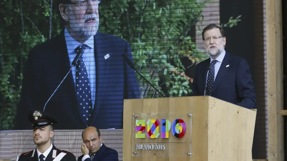 El presidente del Gobierno, Mariano Rajoy, este lunes en Milán