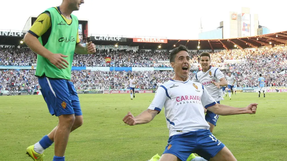 Pedro celebra su gol contra la UD Las Palmas