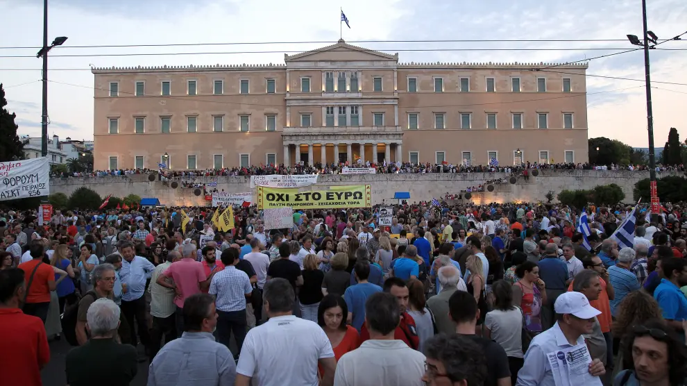 Protesta en Grecia contra las políticas de austeridad impuestas por la 'troika' comunitaria.