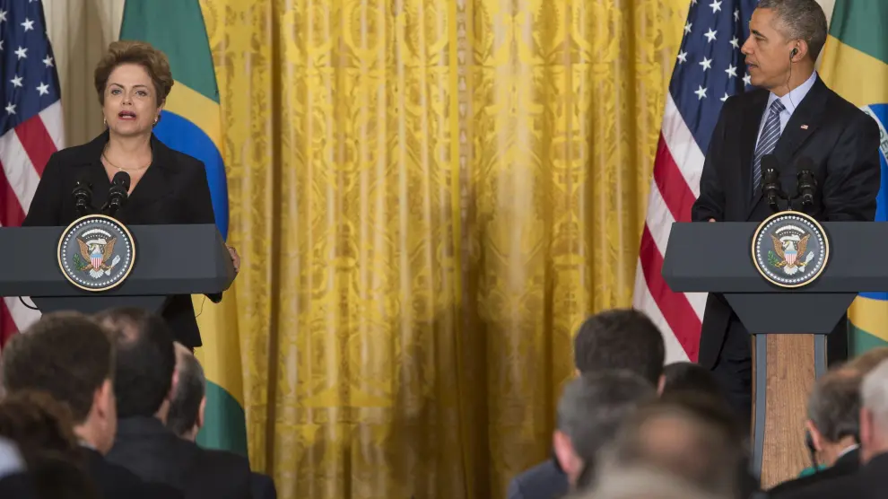 Dilma Rousseff Y Barack Obama en la Casa Blanca.