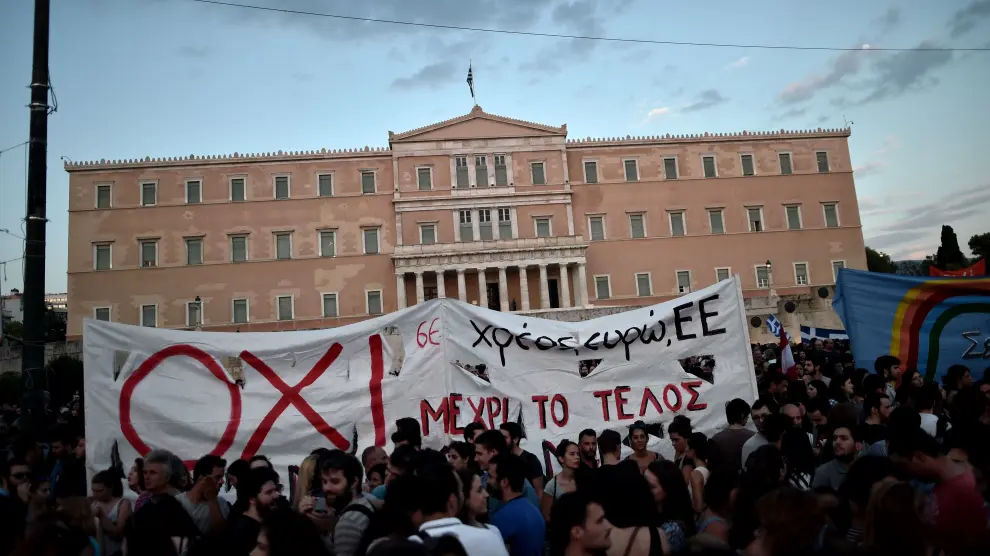 Manifestación en Atenas este lunes.