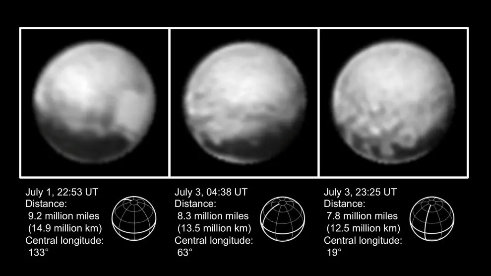 Imágenes  cercanas de Plutón tomadas por la nave espacial 'New Horizons'.
