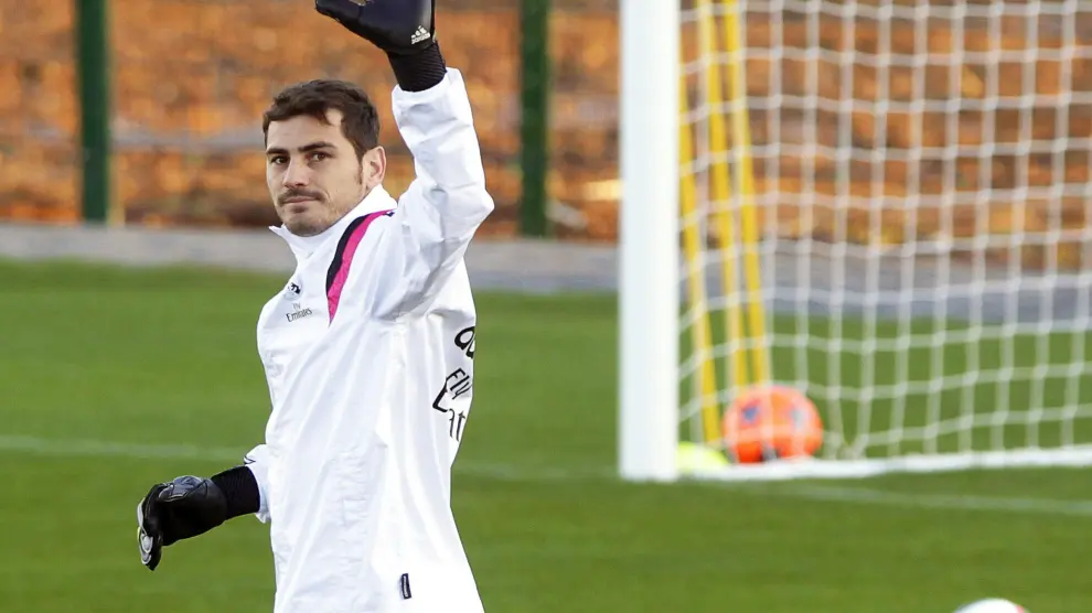 Casillas, en un entrenamiento del Real Madrid
