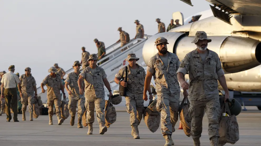 Militares españoles regresando de Irak.