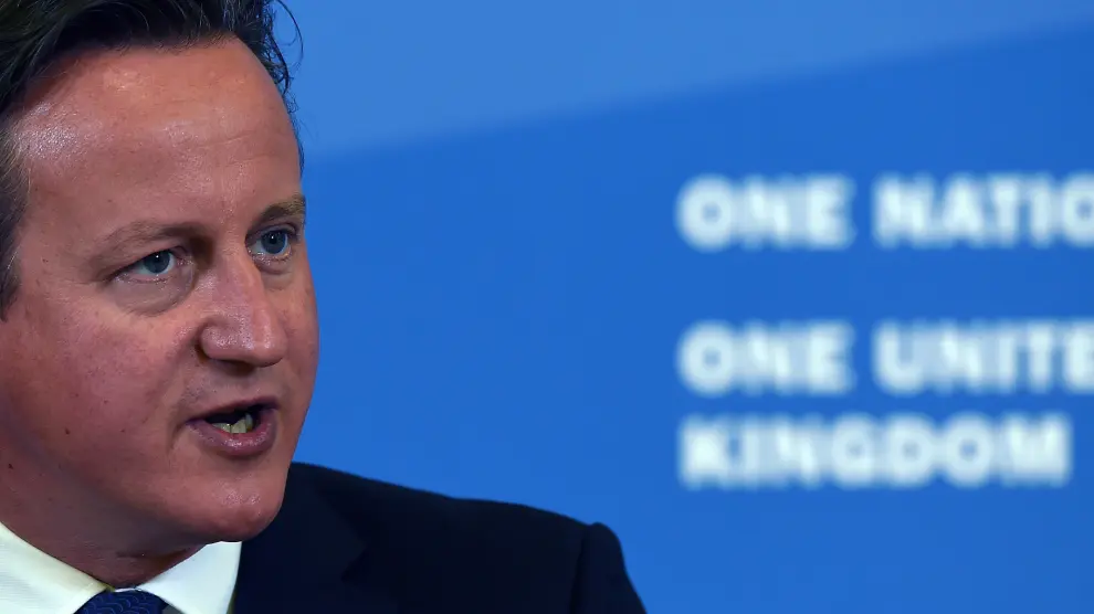 El primer ministro británico, David Cameron, durante su conferencia en Birmingham.