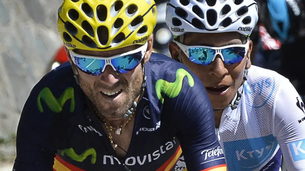 Nairo Quintana y Valverde, durante el pasado Tour