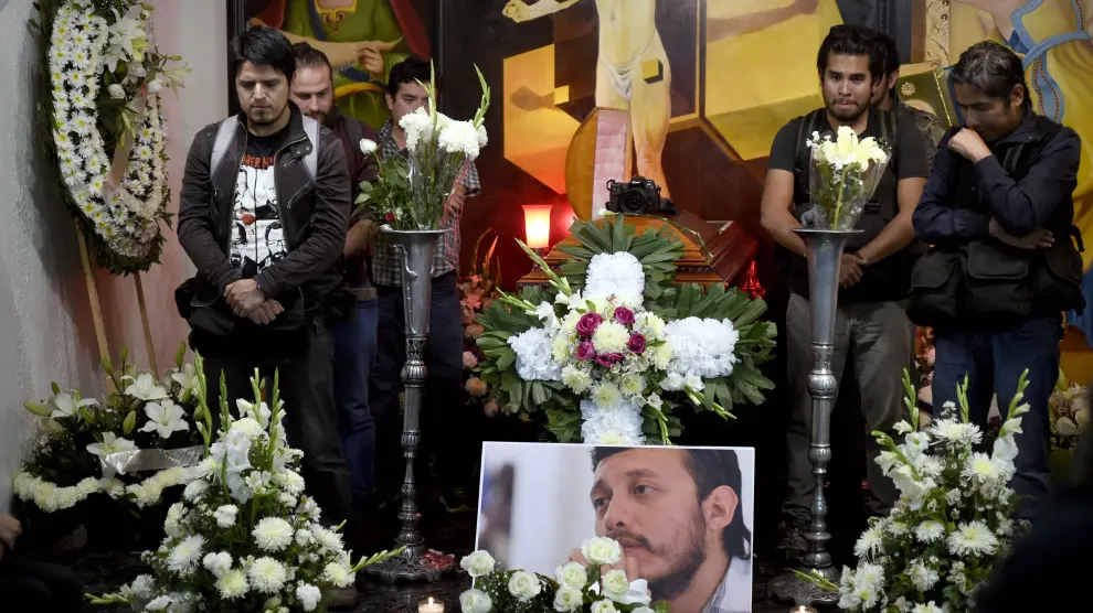 Imagen durante el funeral de Rubén Espinosa.