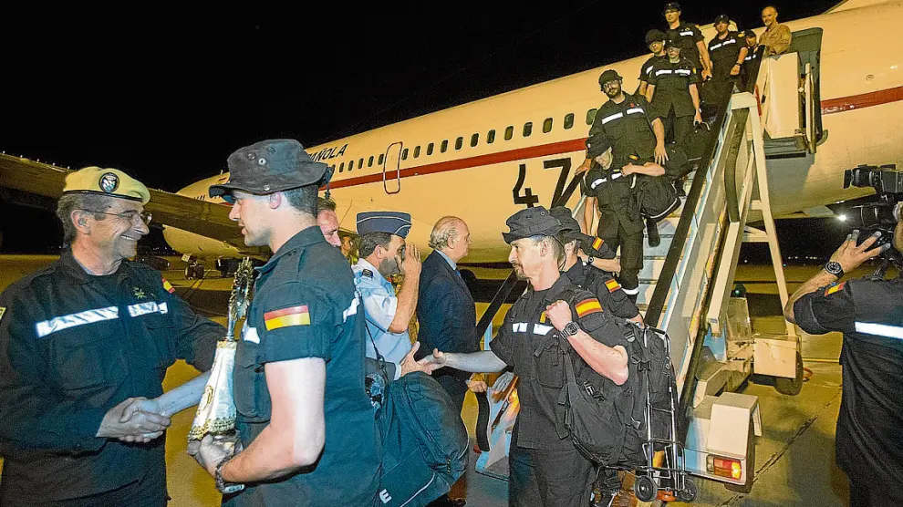 Miembros de la UME y la Guardia Civil volvieron de Nepal el 12 de mayo pasado.
