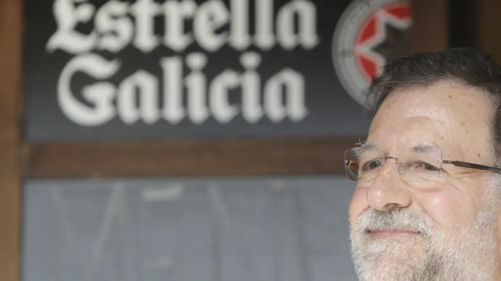 Mariano Rajoy, este sábado en la localidad lucense de Portomarín.