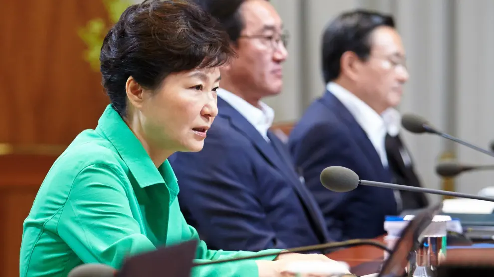 La presidenta de Corea del Sur durante las negociaciones.