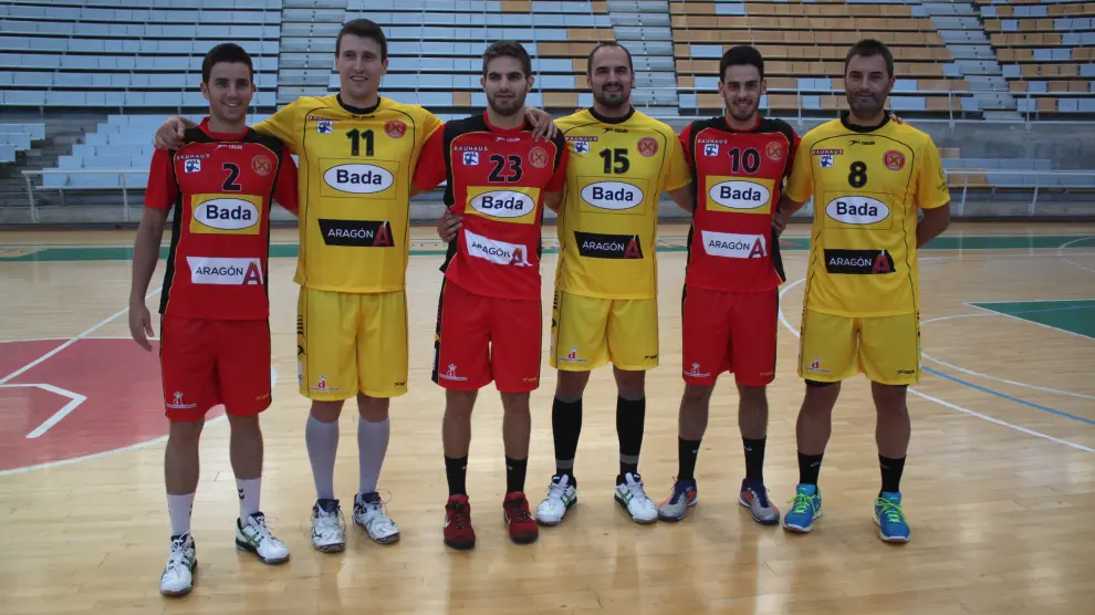 Los jugadores Álvaro Cabanas, Eloy González, Marco Escribano, Pepe Novelle, Jorge Lafuente y Abraham Rochel.