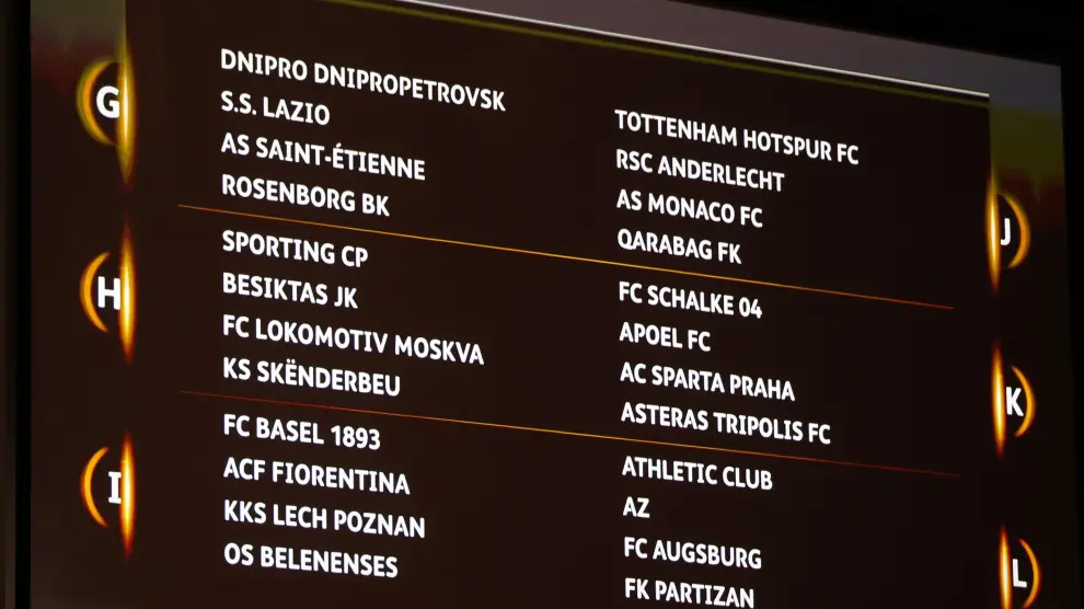 Así quedan repartidos los equipos en la fase de grupos de la Europa League.
