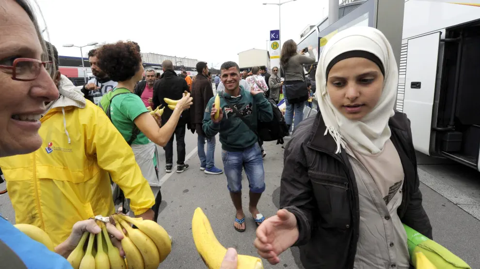 Algunos de los refugiados llegados a Viena