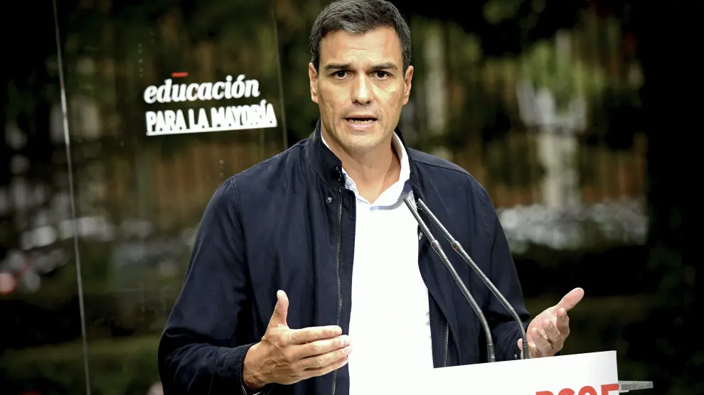 Sánchez durante la propuesta de un gran pacto educativo.
