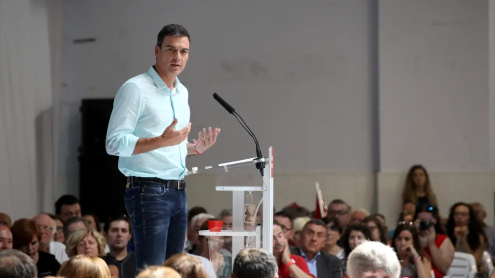 Pedro Sánchez en un acto electoral del PSC en Tarragona