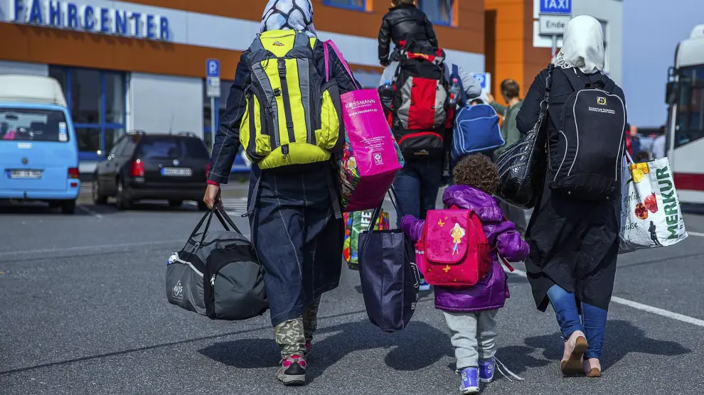 Una familia de refugiados en Alemania.