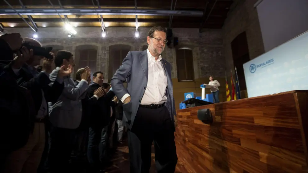 El presidente del Gobierno, Mariano Rajoy, este sábado en Valencia.