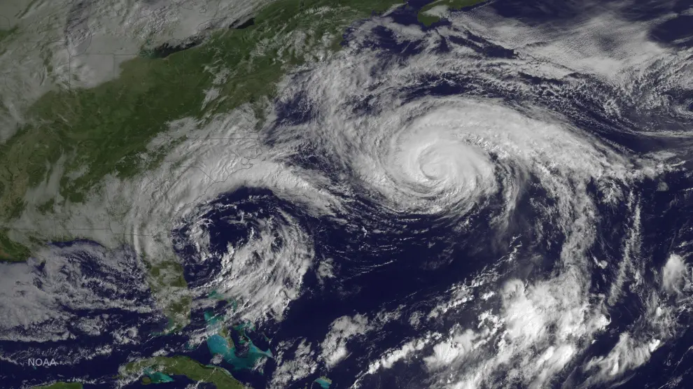 Imagen de satélite del huracán Joaquín en el Océano Atlántico