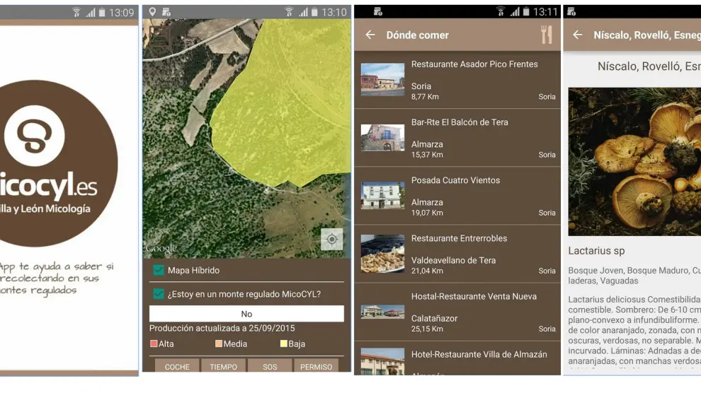Capturas de pantalla de la aplicación para dispositivos móviles con sistema operativo Android.