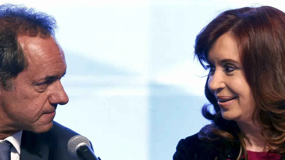 Los candidatos Daniel Scioli y Cristina Fernández.
