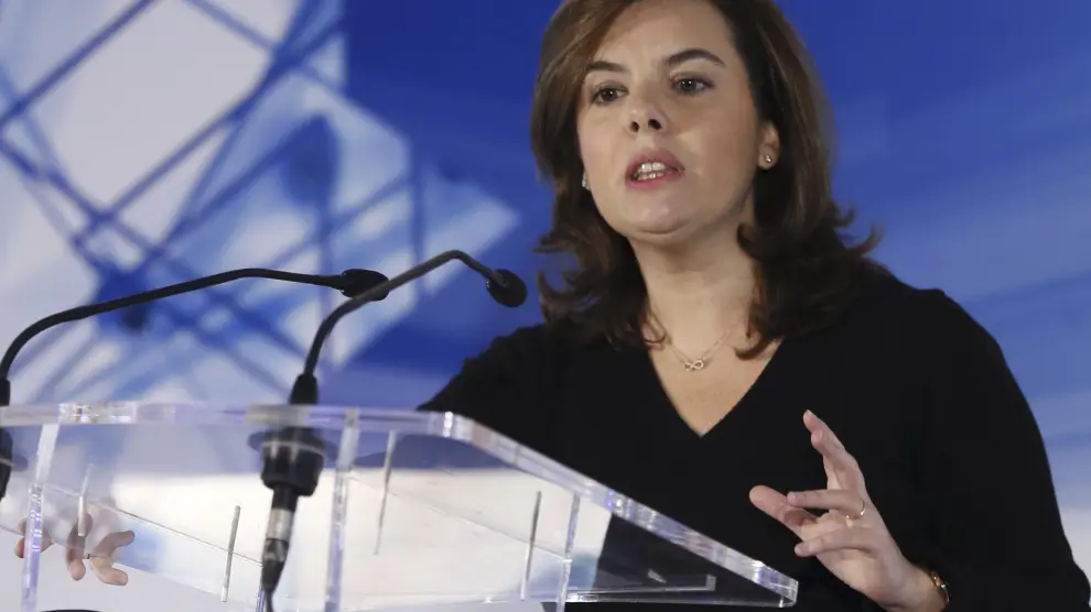 Soraya Sáenz de Santamaría durante su intervención en el foro 'Perspectivas económicas para España 2016'.