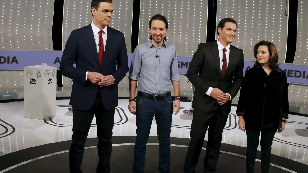 Los representantes de PSOE, Ciudadanos, Podemos y PP en el anterior debate a cuatro.