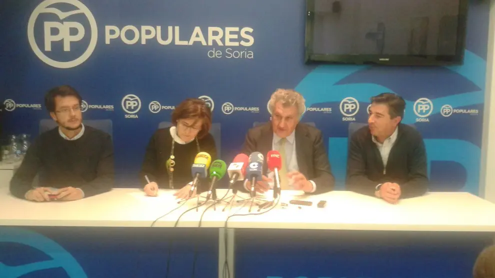 El presidente del Congreso de los Diputados y diputado electo del PP por Soria, Jesús Posada, en rueda de prensa del PP.