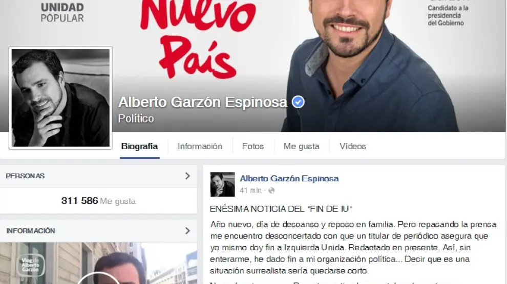 Página de Alberto Garzón en Facebook.