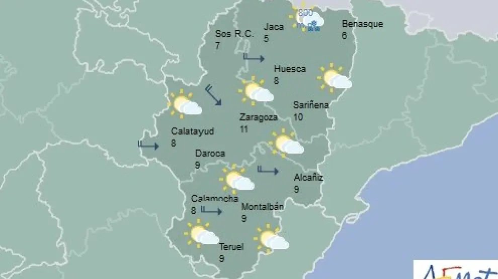 Consulte la previsión del tiempo en Aragón de este martes