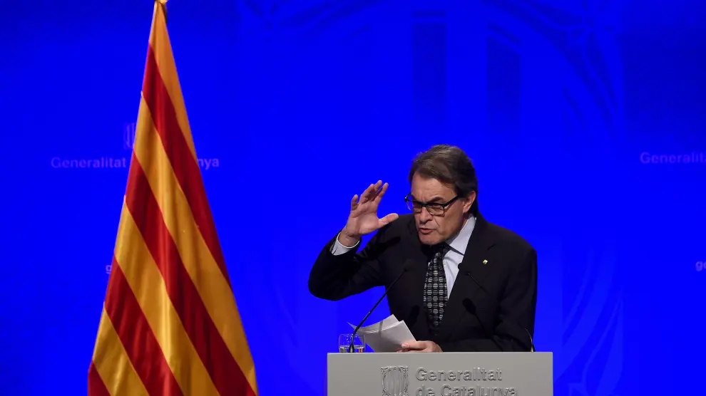 Artur Mas, durante su última rueda de prensa para hablar sobre la negociación